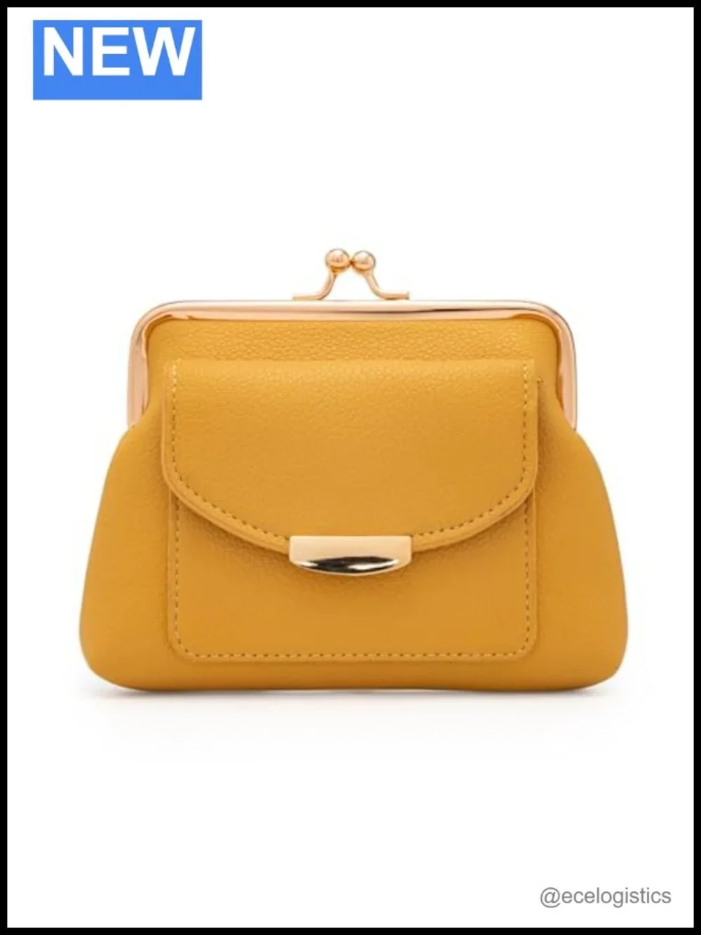 Genuine Leather Kiss Lock Coin Purse with Card Slot Large Capacity